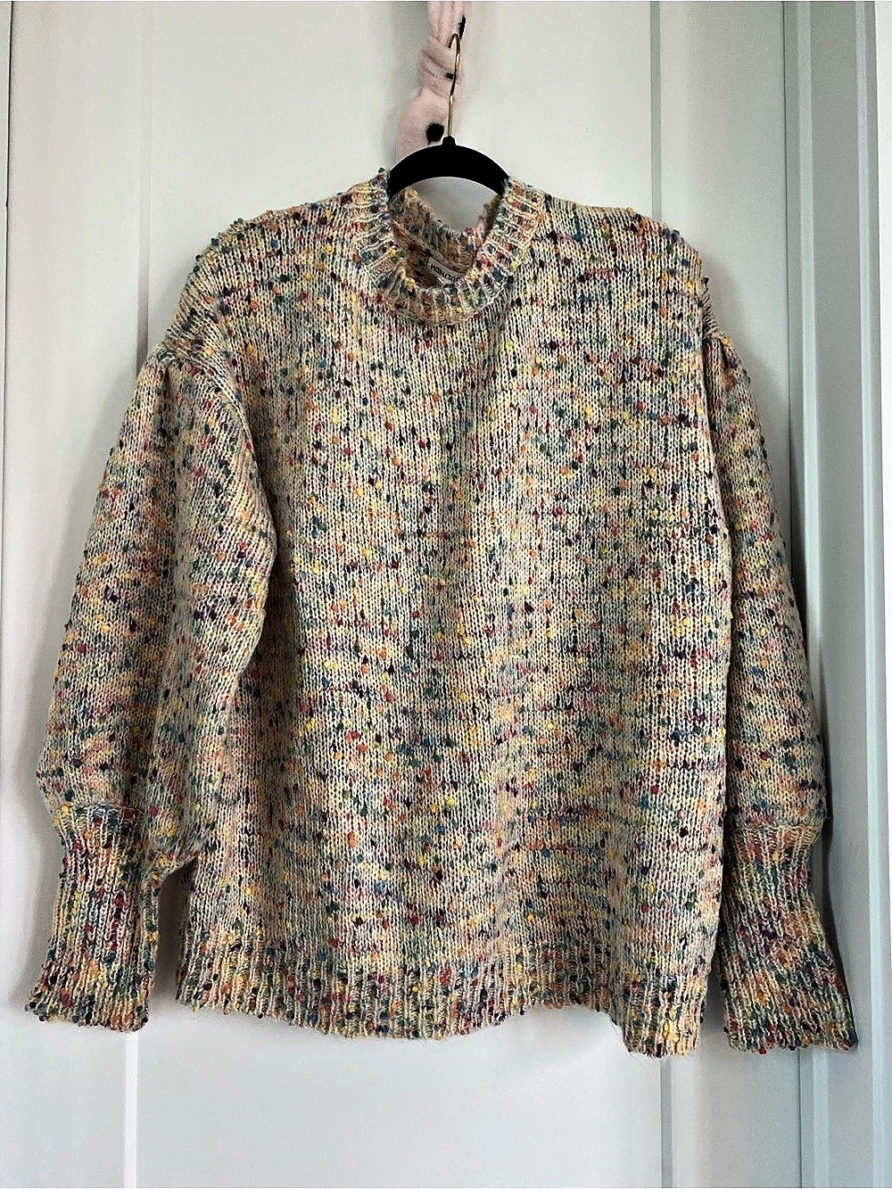 Main Strip Multicolor Confetti Speckled Knit Mock Neck Sweater Large